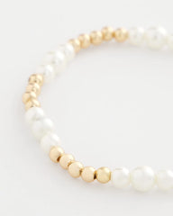 Goldtone Bead Stretch Bracelet Pearl - Chico's