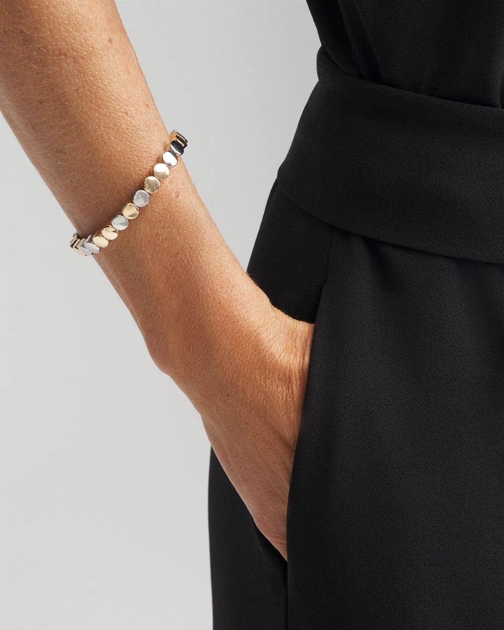 Silver & Gold Tone Round Stretch Bracelet Mixed Metals - Chico's