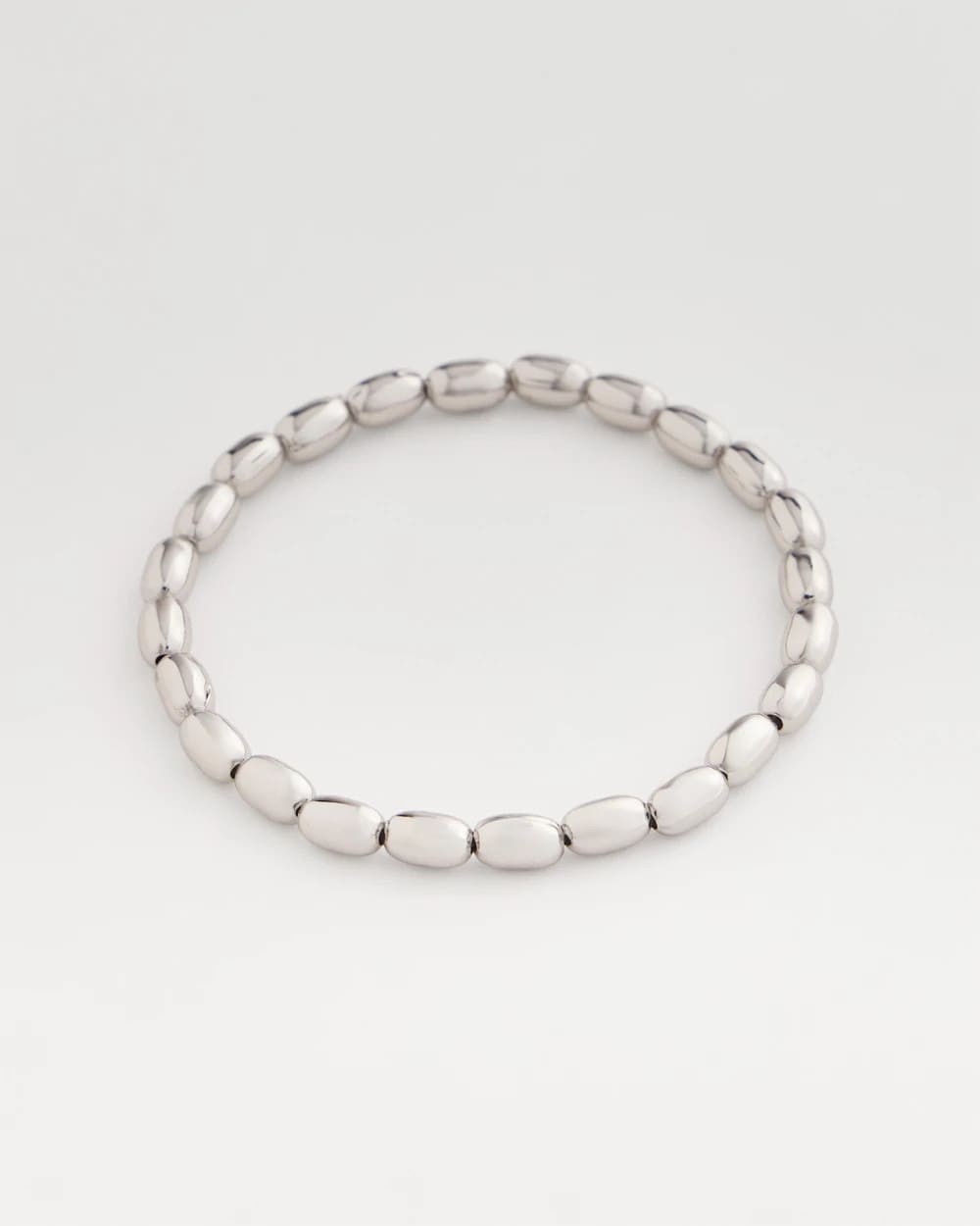 Silvertone Oval Beaded Stretch Bracelet Silver - Chico's