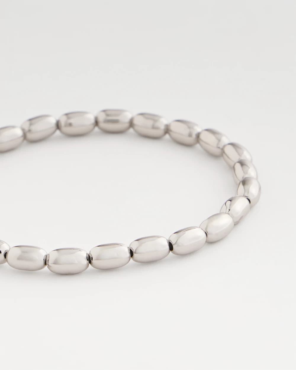 Silvertone Oval Beaded Stretch Bracelet Silver - Chico's