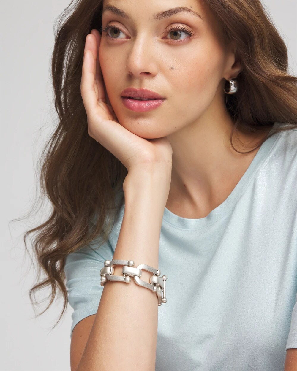 Silvertone Link Chain Bracelet Silver - Chico's