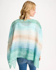 Ombre Coastal Printed Poncho Teal Waters - Chico's
