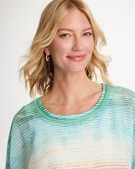 Ombre Coastal Printed Poncho Teal Waters - Chico's