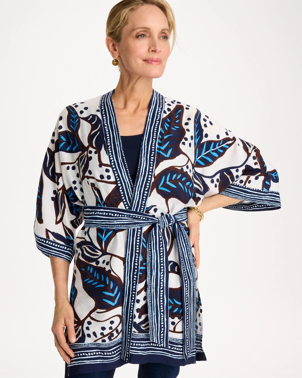 Printed Belted Kimono Ecru - Chico's