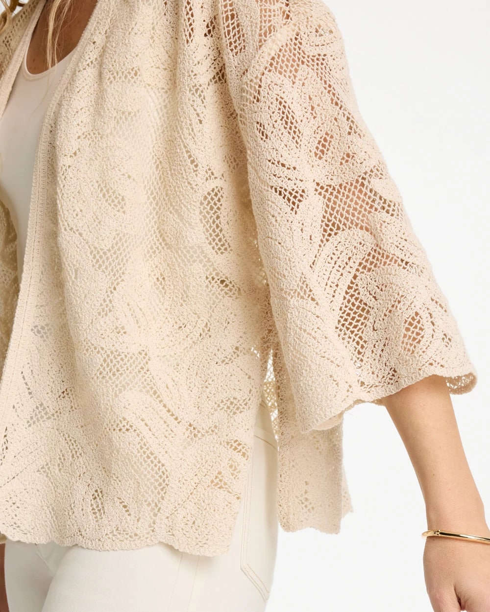 Short Crochet Lace Kimono Natural - Chico's