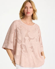 Boatneck Rounded Hem Poncho Rose Smoke - Chico's