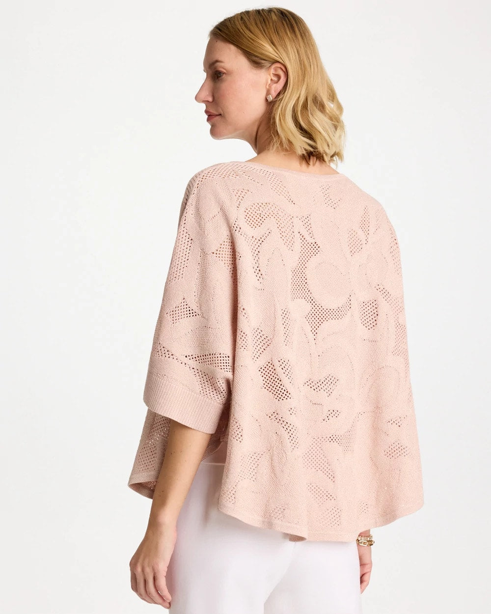 Boatneck Rounded Hem Poncho Rose Smoke - Chico's