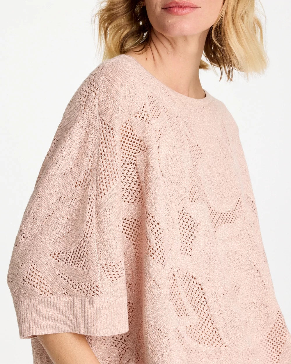Boatneck Rounded Hem Poncho Rose Smoke - Chico's