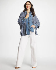 Rounded Hem Zip-Front Ruana Indigo Sky Heather - Chico's