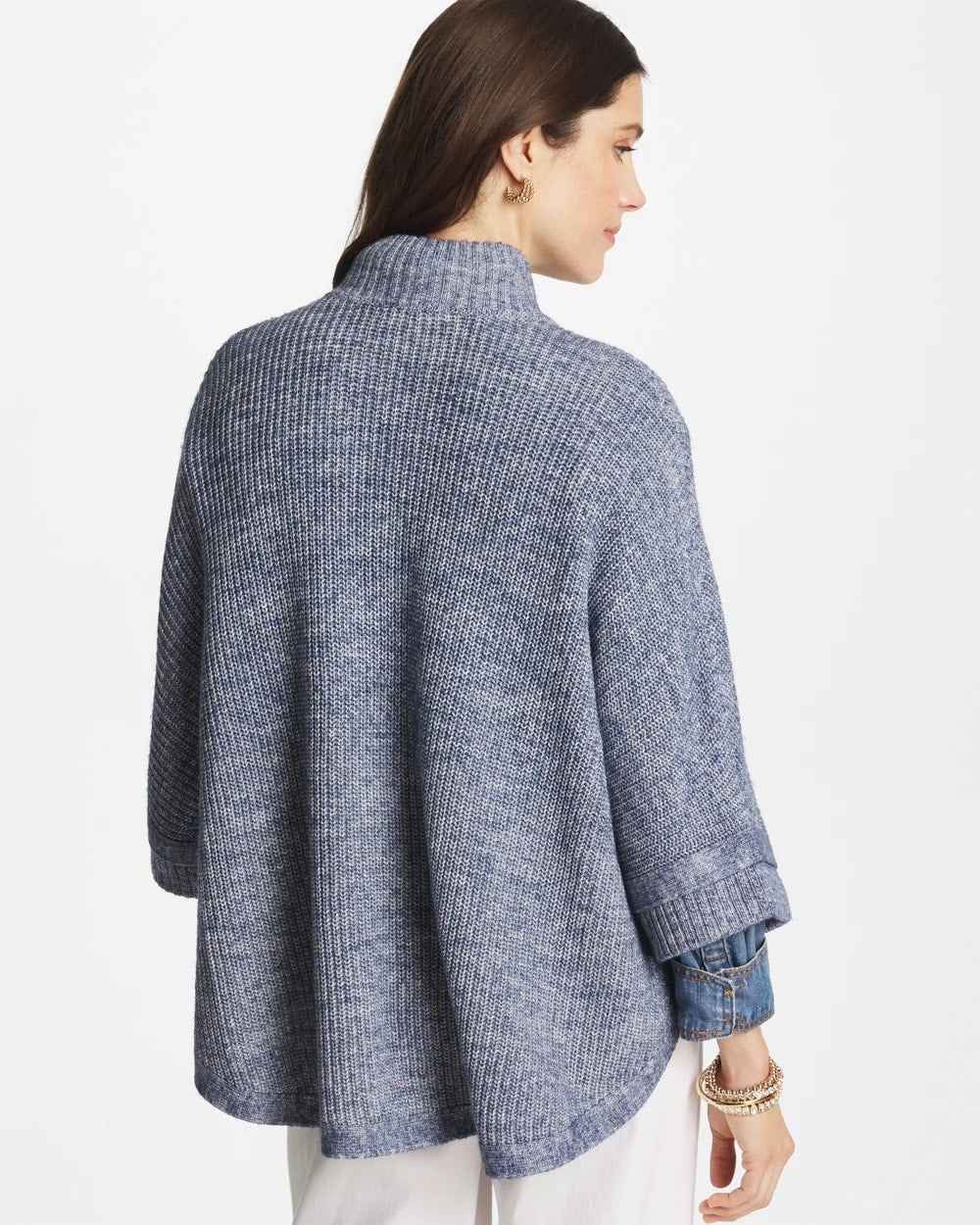 Rounded Hem Zip-Front Ruana Indigo Sky Heather - Chico's
