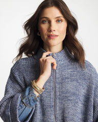 Rounded Hem Zip-Front Ruana Indigo Sky Heather - Chico's