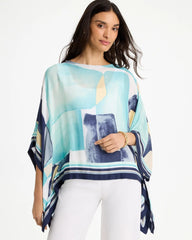 Woven Crepe Artisanal Poncho Passport Blue - Chico's