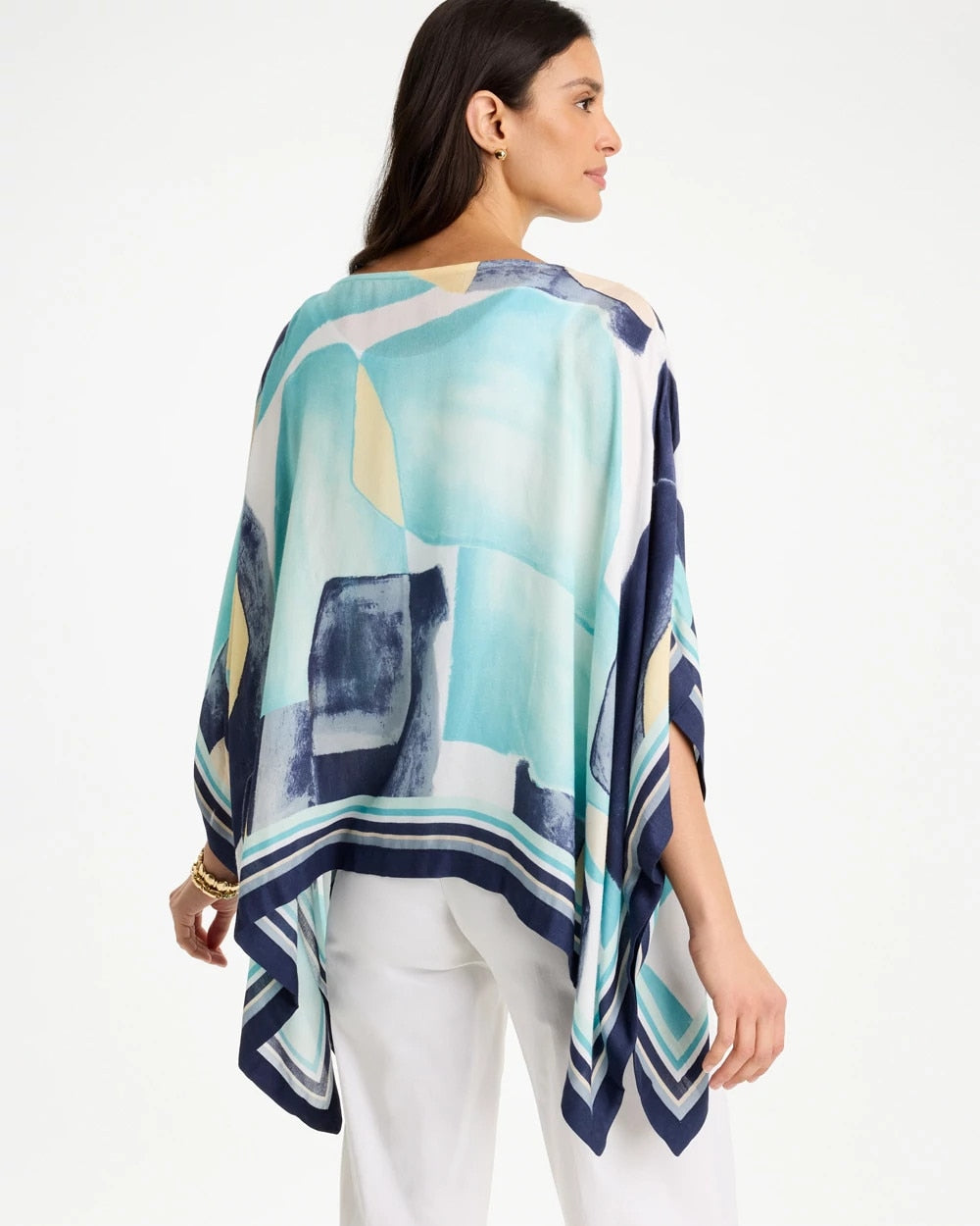 Woven Crepe Artisanal Poncho Passport Blue - Chico's