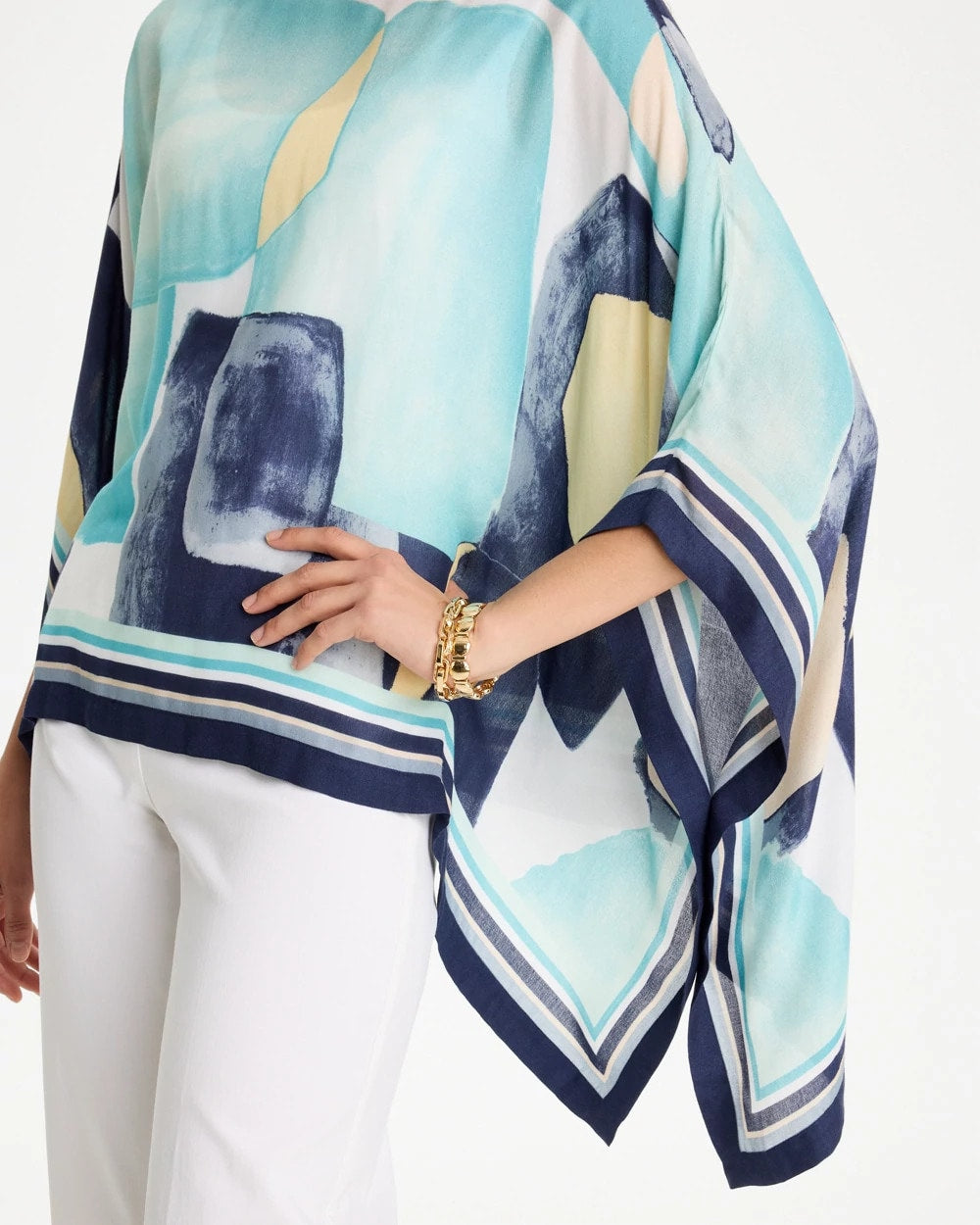 Woven Crepe Artisanal Poncho Passport Blue - Chico's