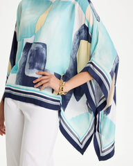Woven Crepe Artisanal Poncho Passport Blue - Chico's