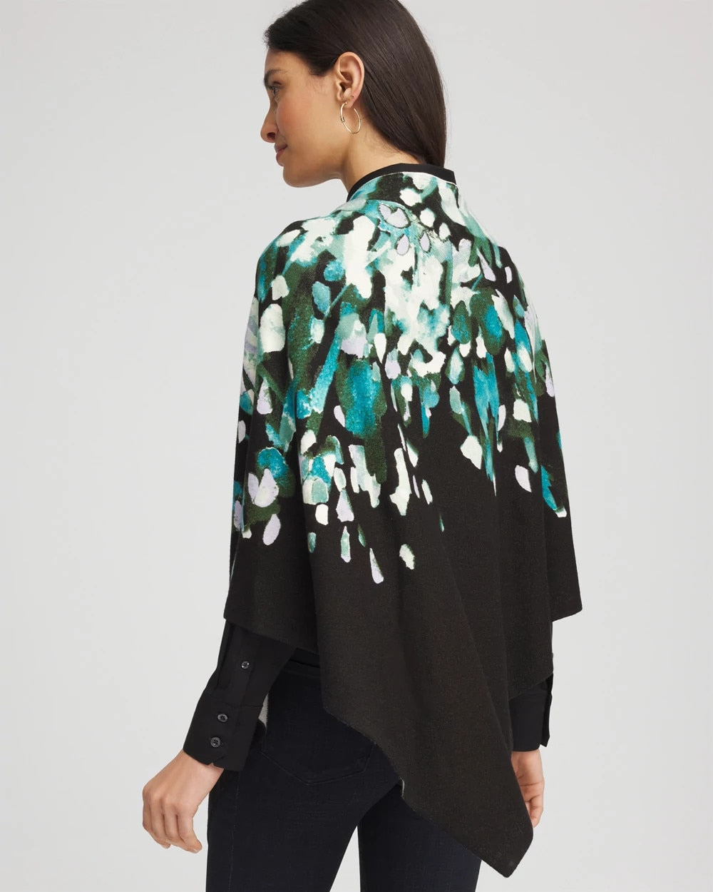 Convertible Knit Boatneck Poncho Dark Aqua - Chico's