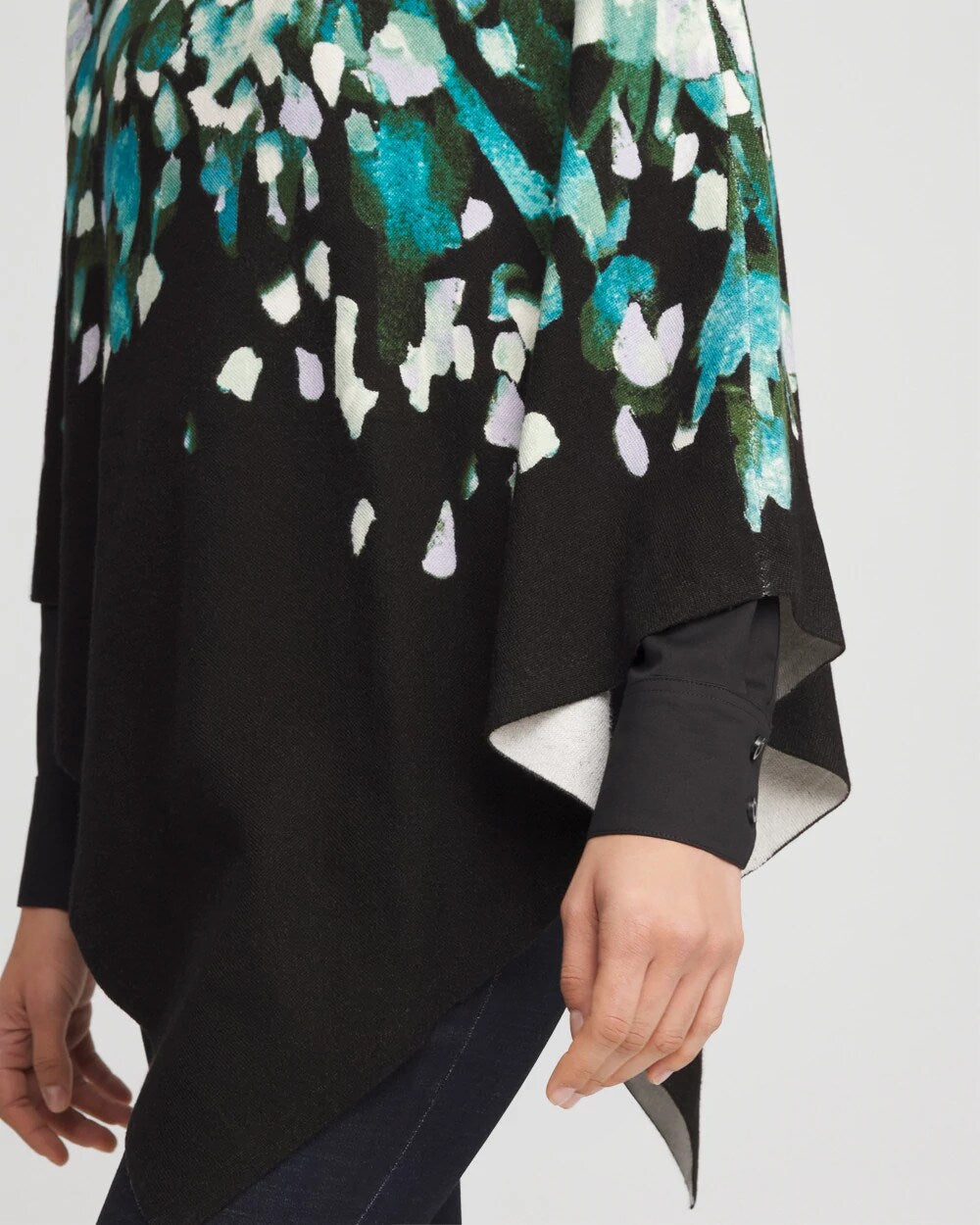 Convertible Knit Boatneck Poncho Dark Aqua - Chico's