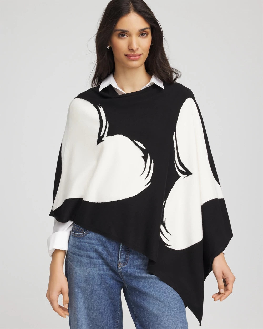 Love Brush Convertible Sweater Poncho Black - Chico's