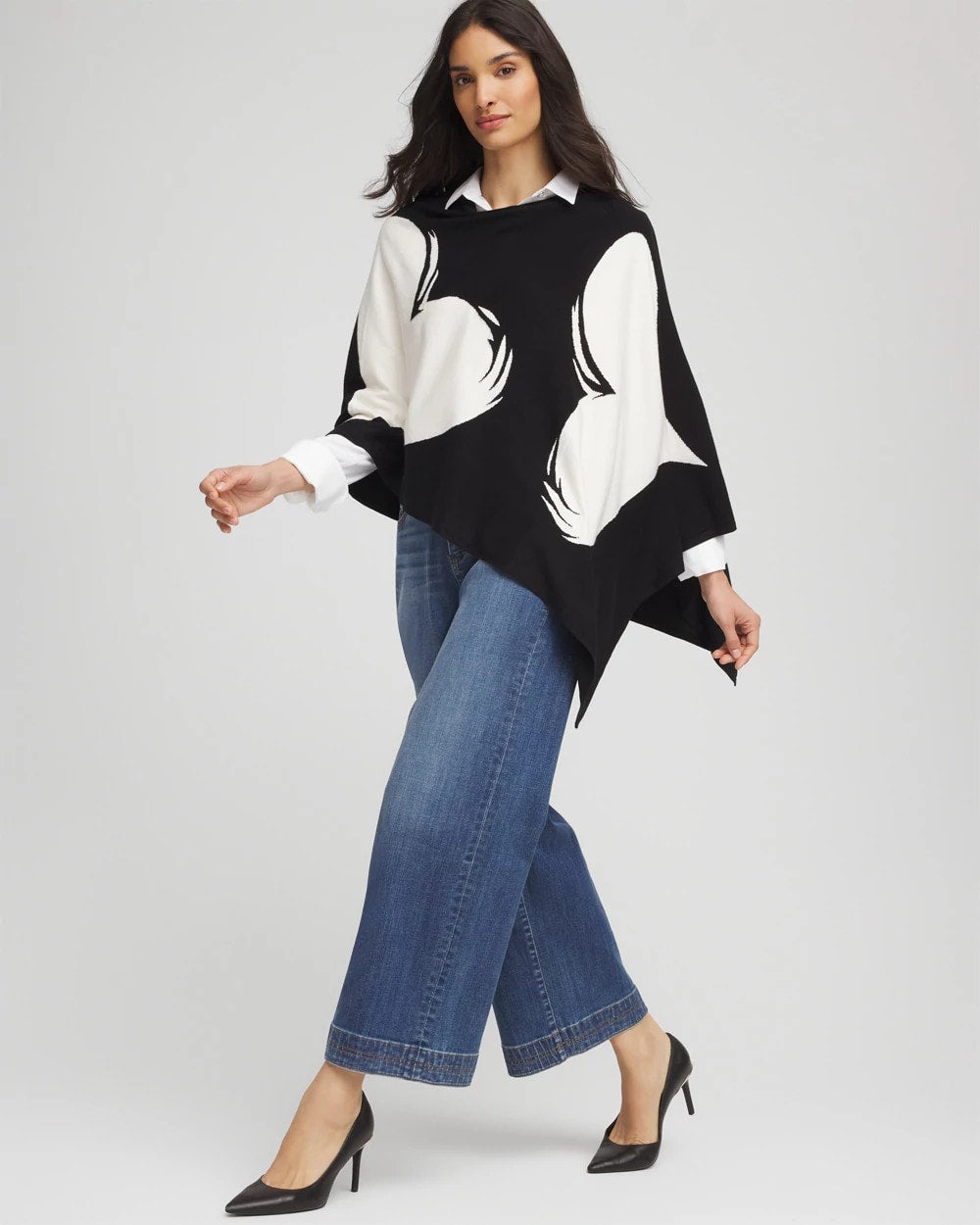 Love Brush Convertible Sweater Poncho Black - Chico's