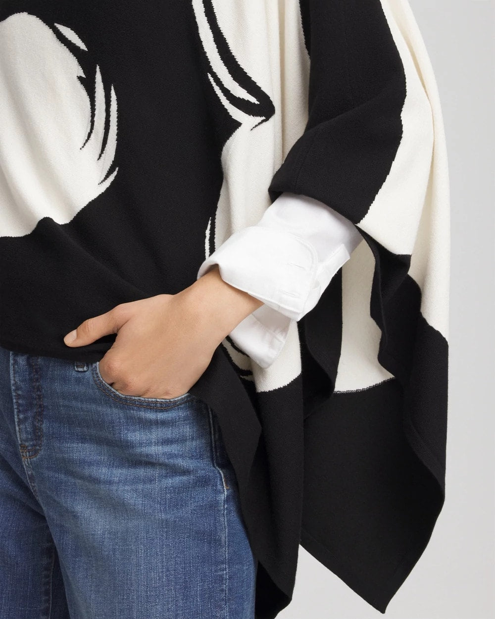 Love Brush Convertible Sweater Poncho Black - Chico's