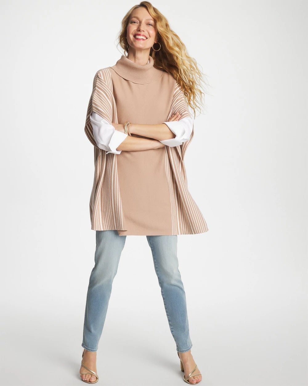 Turtleneck Sweater Poncho Vanilla Chai - Chico's