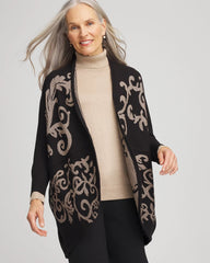 Ottoman Jacquard Cocoon Cardigan Black - Chico's