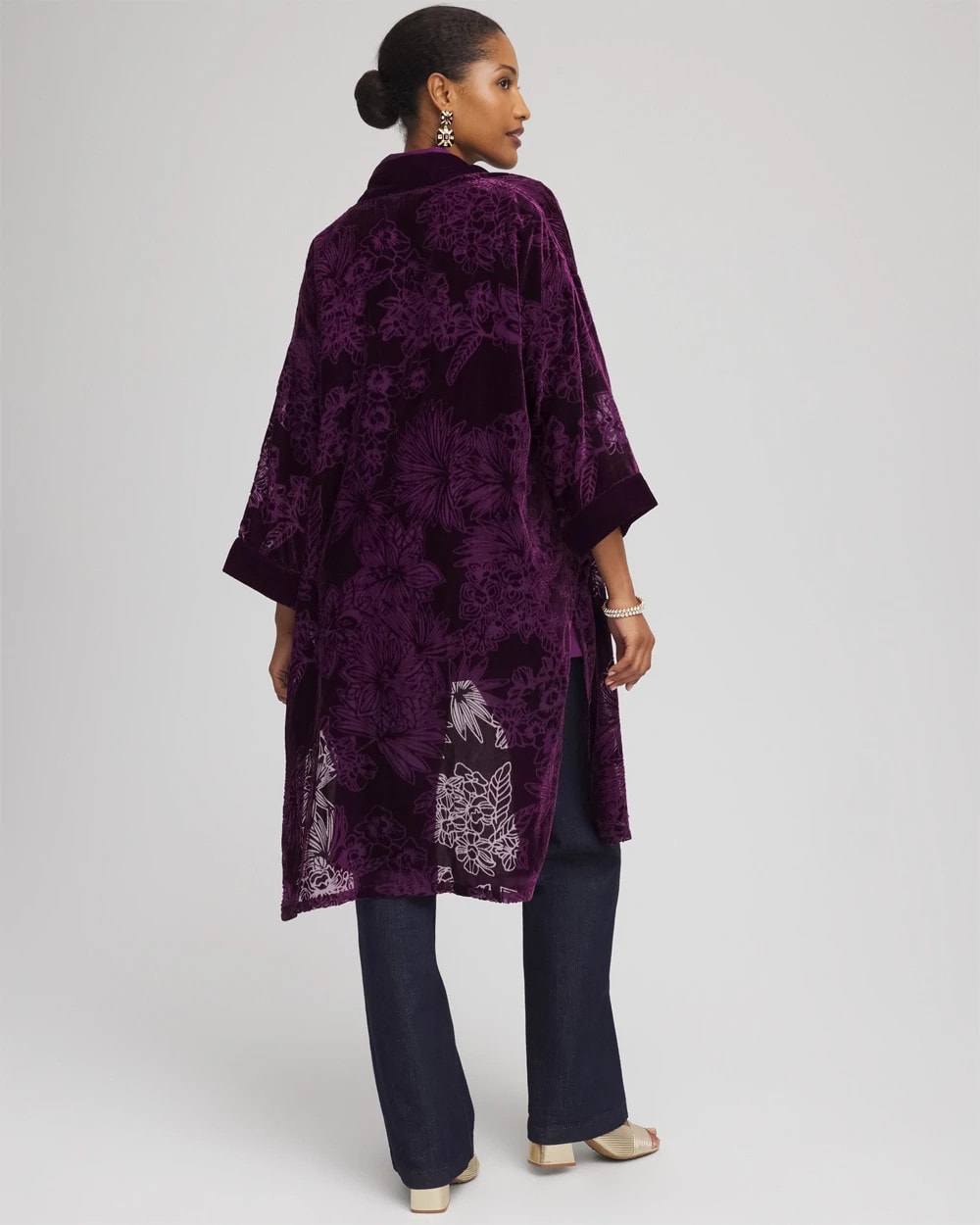 Floral Burnout Kimono Purple Royale - Chico's