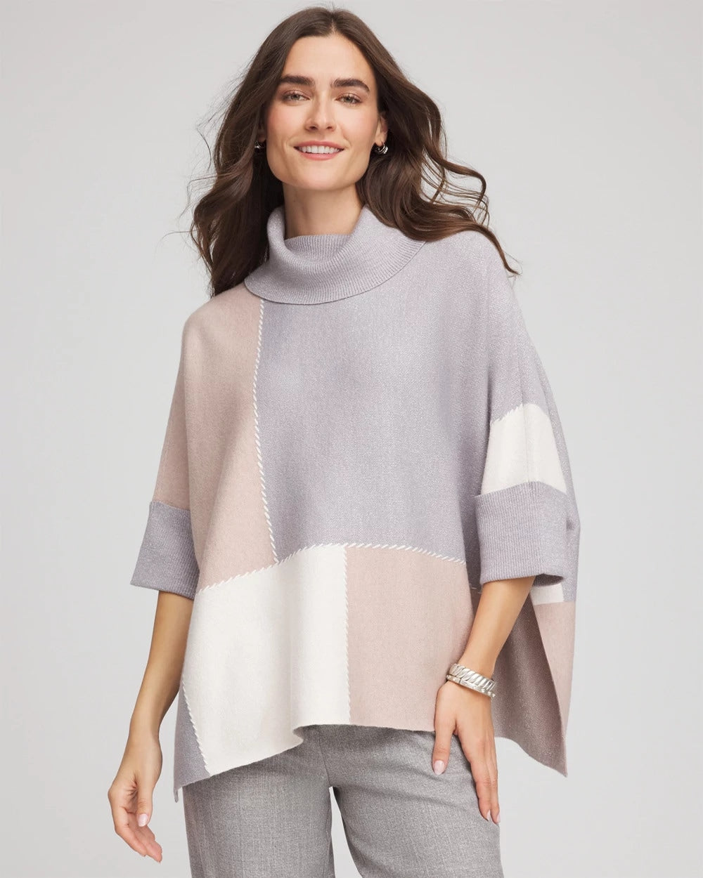 Quilted Chic Cowlneck Poncho Birch - Chico's