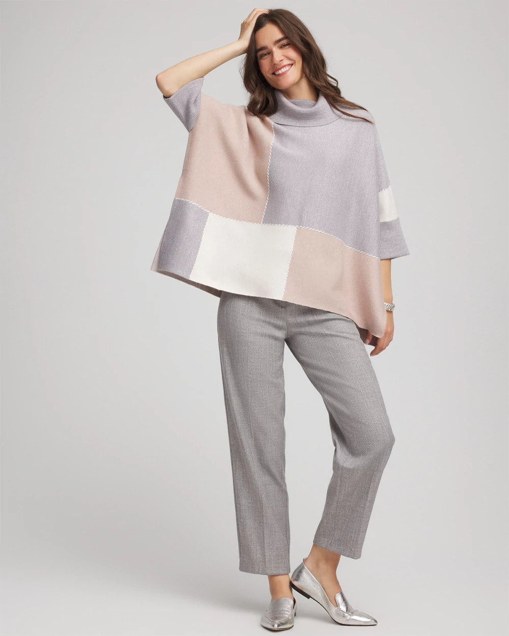 Quilted Chic Cowlneck Poncho Birch - Chico's