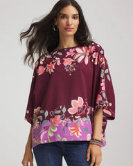 Printed Boatneck Pullover Poncho Deep Chianti - Chico's