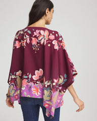 Printed Boatneck Pullover Poncho Deep Chianti - Chico's