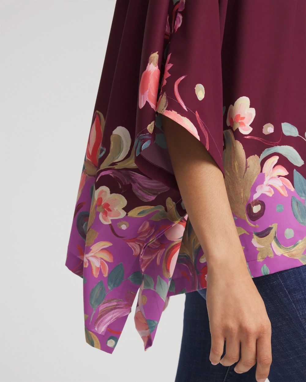 Printed Boatneck Pullover Poncho Deep Chianti - Chico's