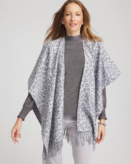 Reversible Animal Print Fringe Ruana Storm Cloud - Chico's