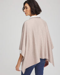Rhinestone Embellished Poncho Light Taupe Heather - Chico's