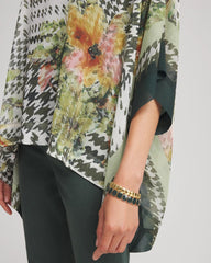 Printed Crinkle-Chiffon Pullover Poncho Nettle Leaf - Chico's