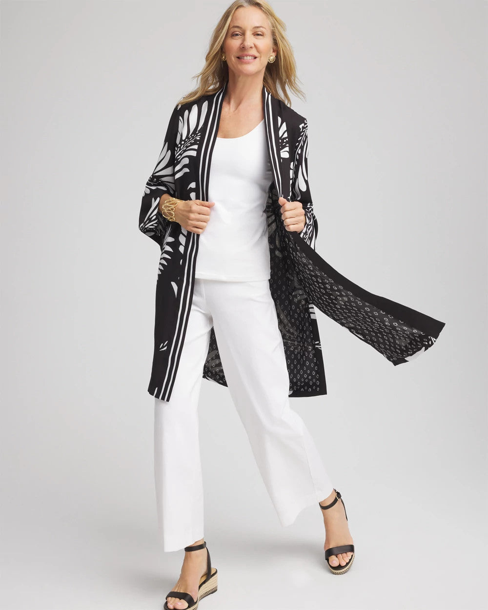 Tie-Front Long Kimono Black - Chico's