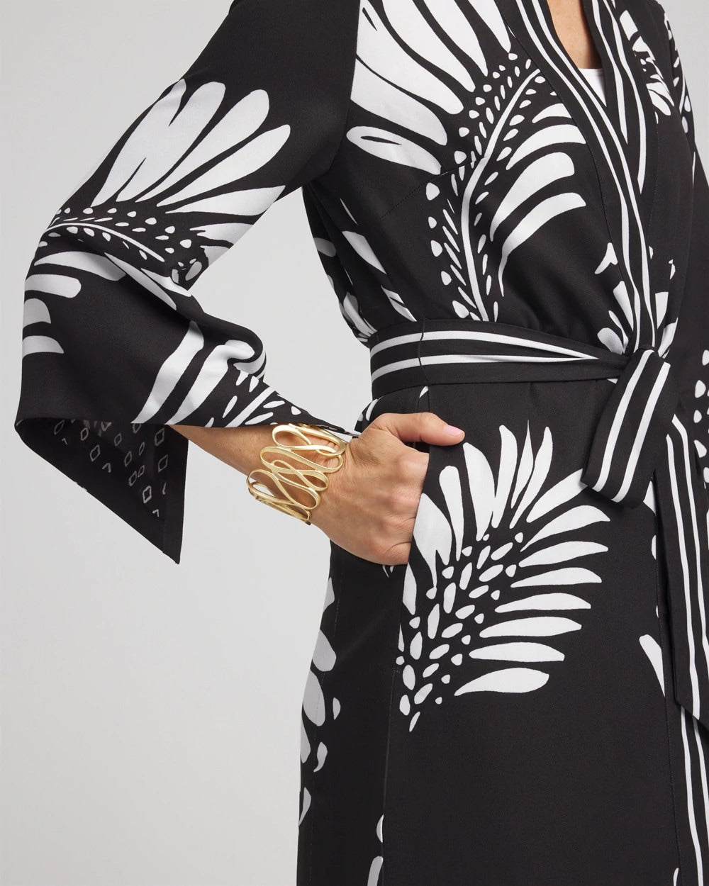 Tie-Front Long Kimono Black - Chico's
