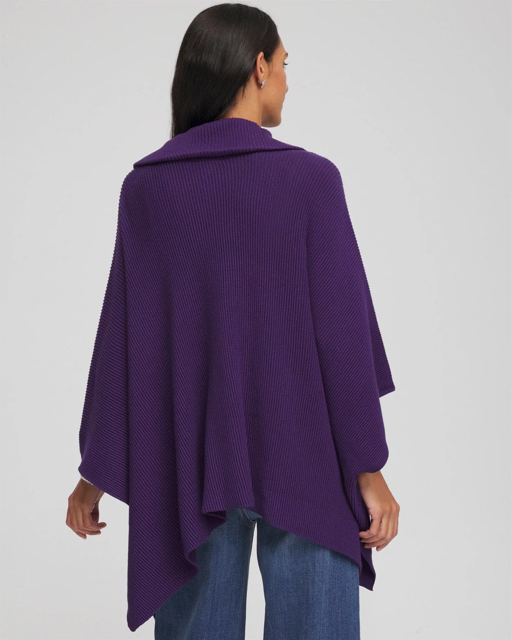 Rhinestone Zip-Collar Sweater Poncho Purple Elixir - Chico's