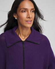 Rhinestone Zip-Collar Sweater Poncho Purple Elixir - Chico's