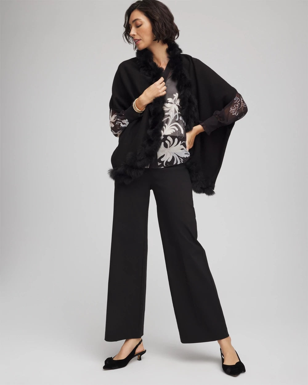 Faux Fur Cocoon Black - Chico's