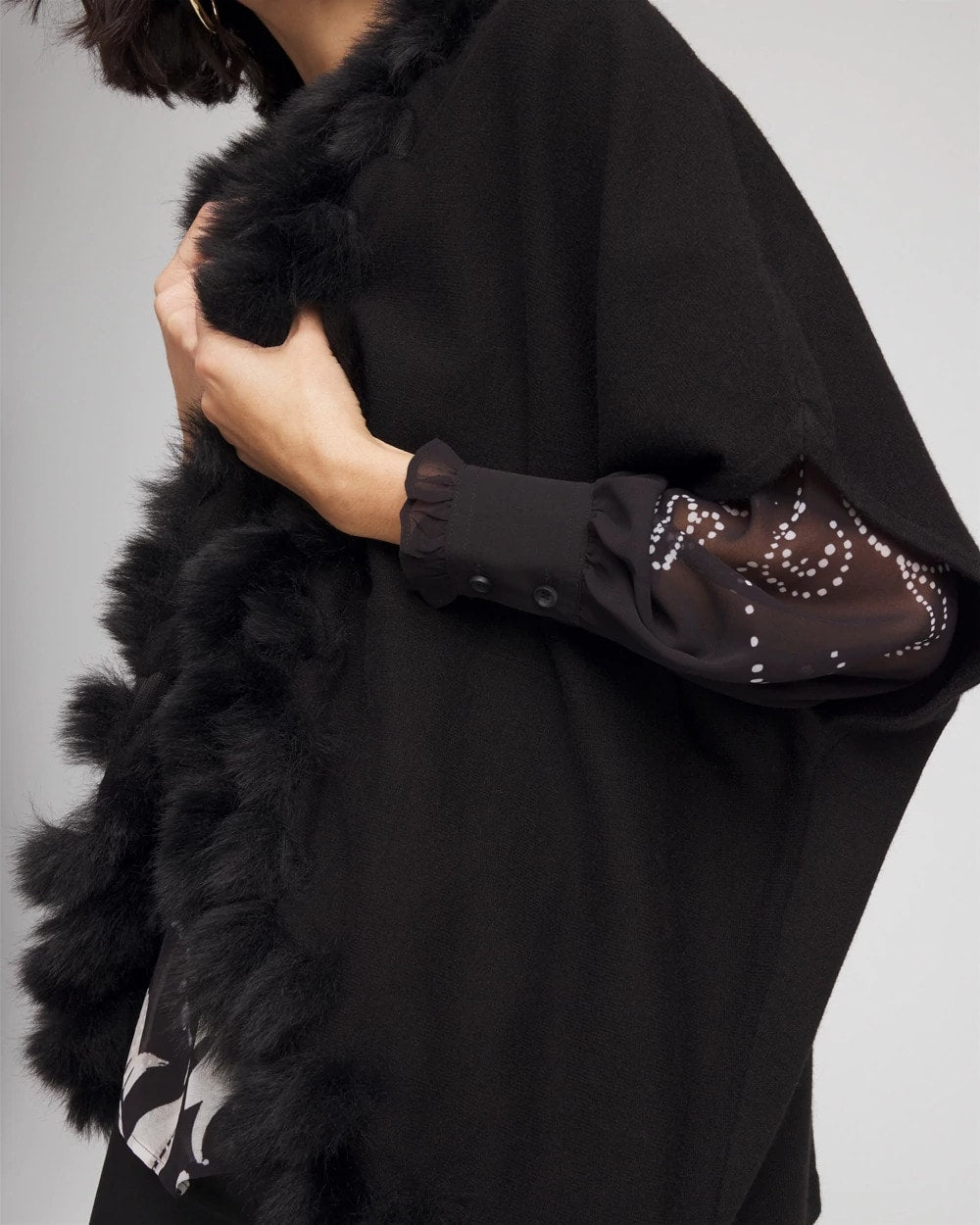 Faux Fur Cocoon Black - Chico's