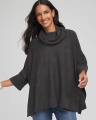 Cowlneck Poncho Graphite Heather Gray - Chico's