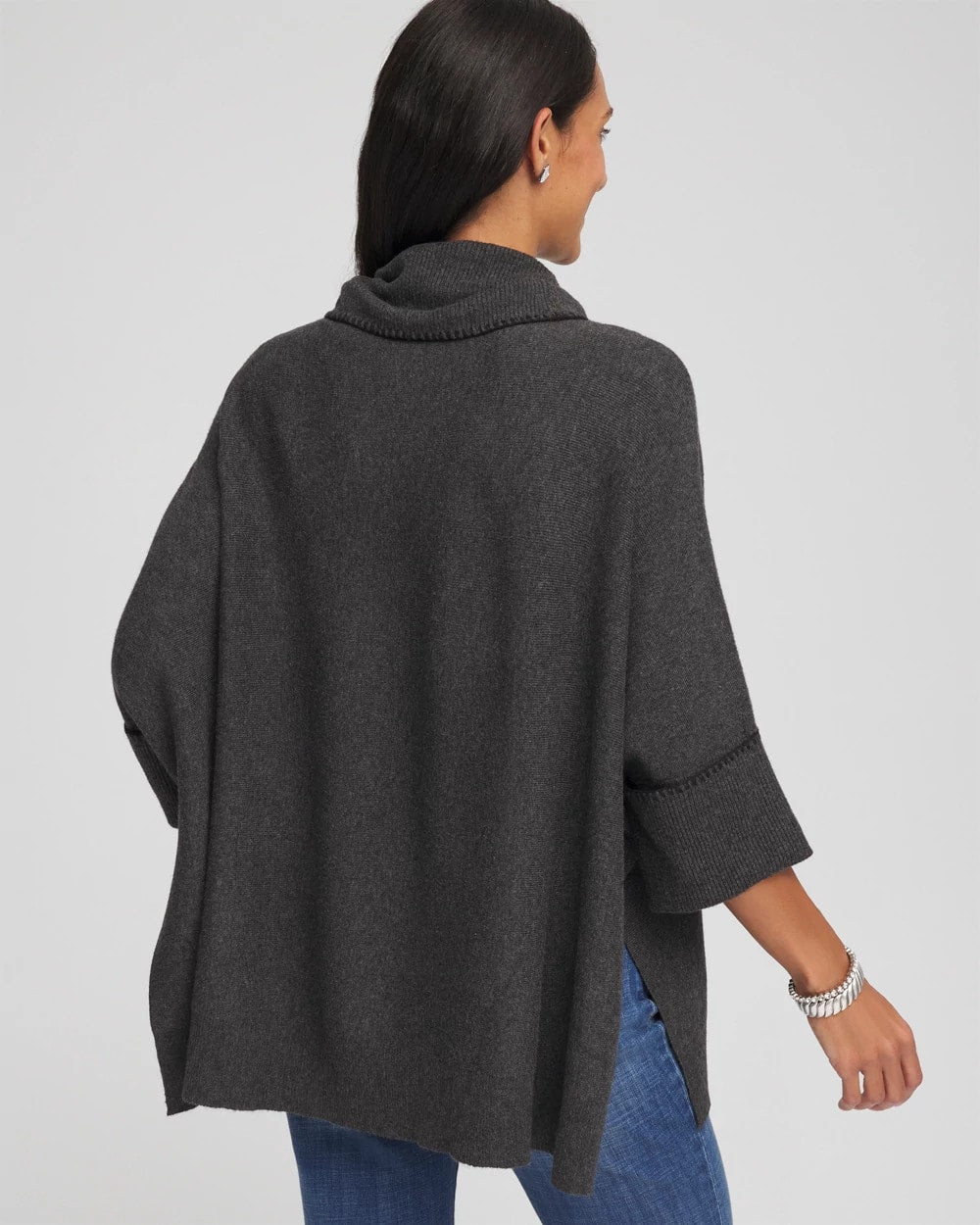 Cowlneck Poncho Graphite Heather Gray - Chico's