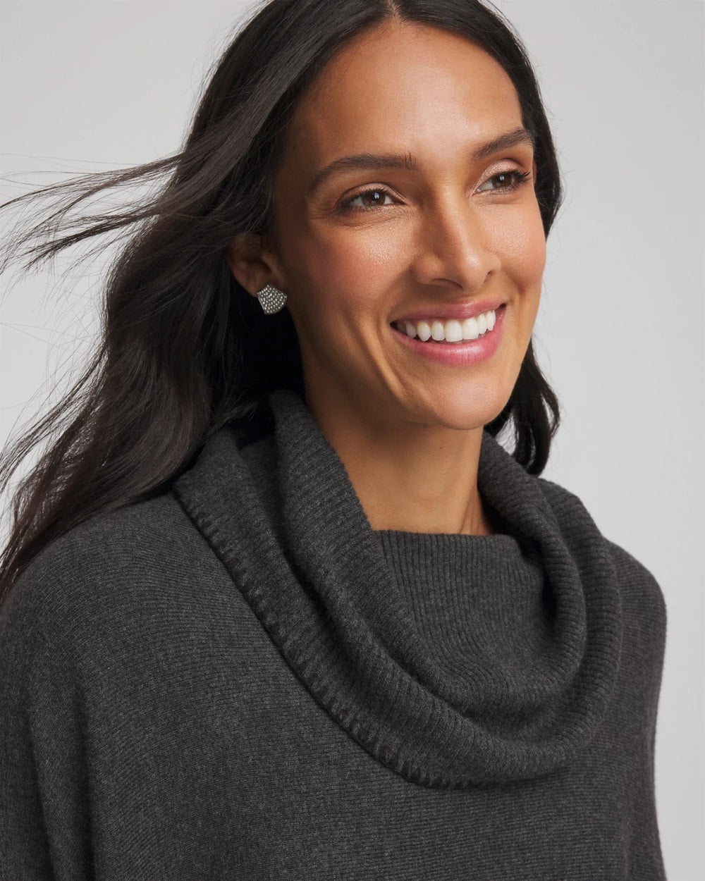 Cowlneck Poncho Graphite Heather Gray - Chico's