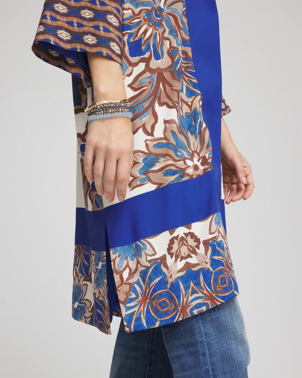 Crepe Long Printed Kimono English Cream - Chico's