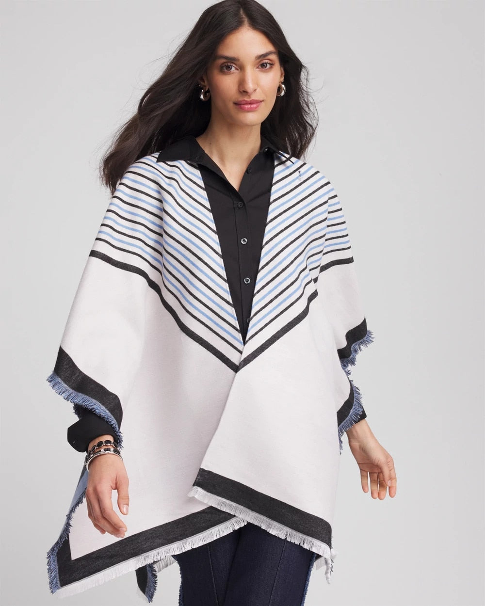 Woven Reversible Ruana Passport Blue - Chico's