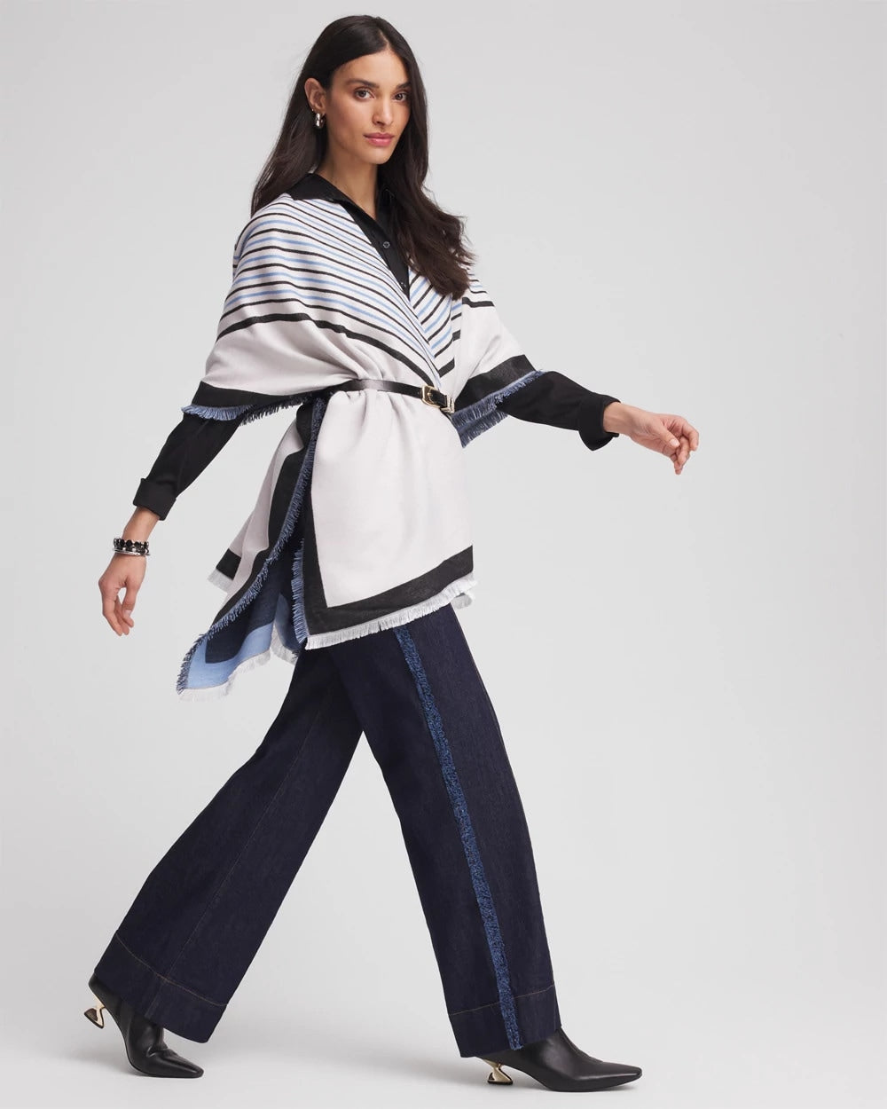 Woven Reversible Ruana Passport Blue - Chico's