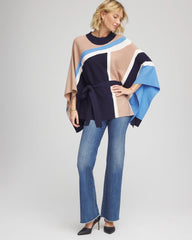 Belted Colorblock Poncho Passport Blue - Chico's