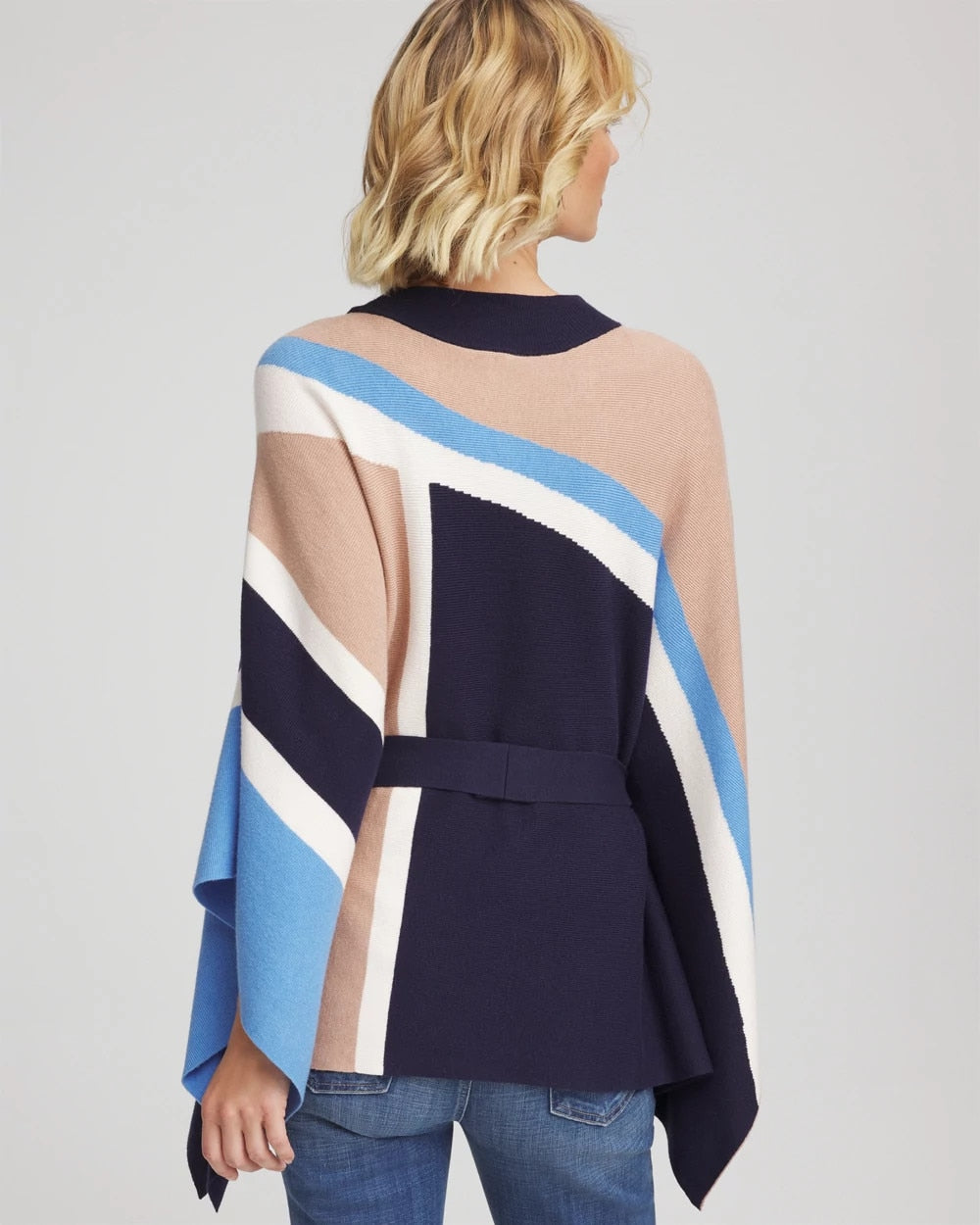 Belted Colorblock Poncho Passport Blue - Chico's