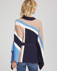 Belted Colorblock Poncho Passport Blue - Chico's